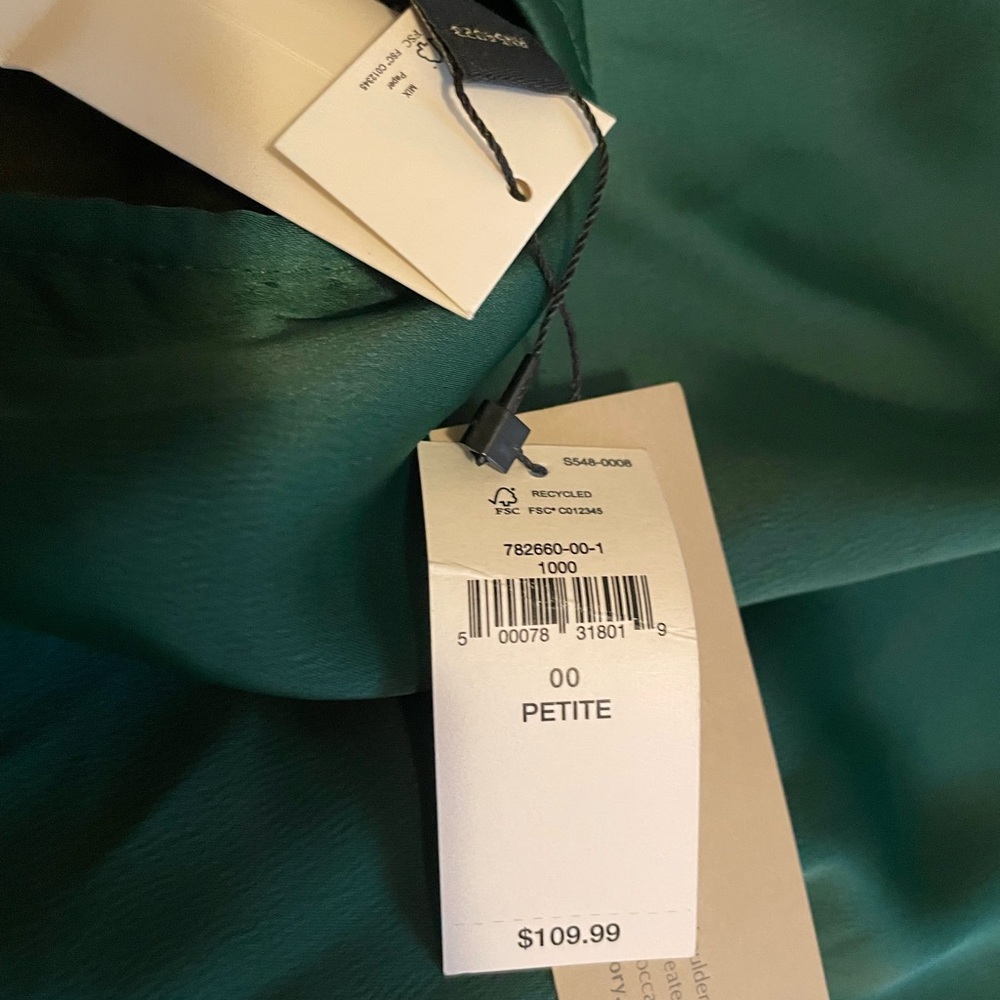 Emerald Green Slip Dress Banana Republic 00P NWT - Picture 4 of 5